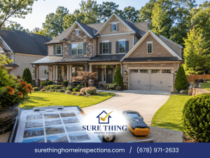 Pre-listing home inspection overview in Buford, GA featuring a residential home, HVAC system, roof, gutters, inspection checklist, maintenance planning, and inspection report for home sellers.