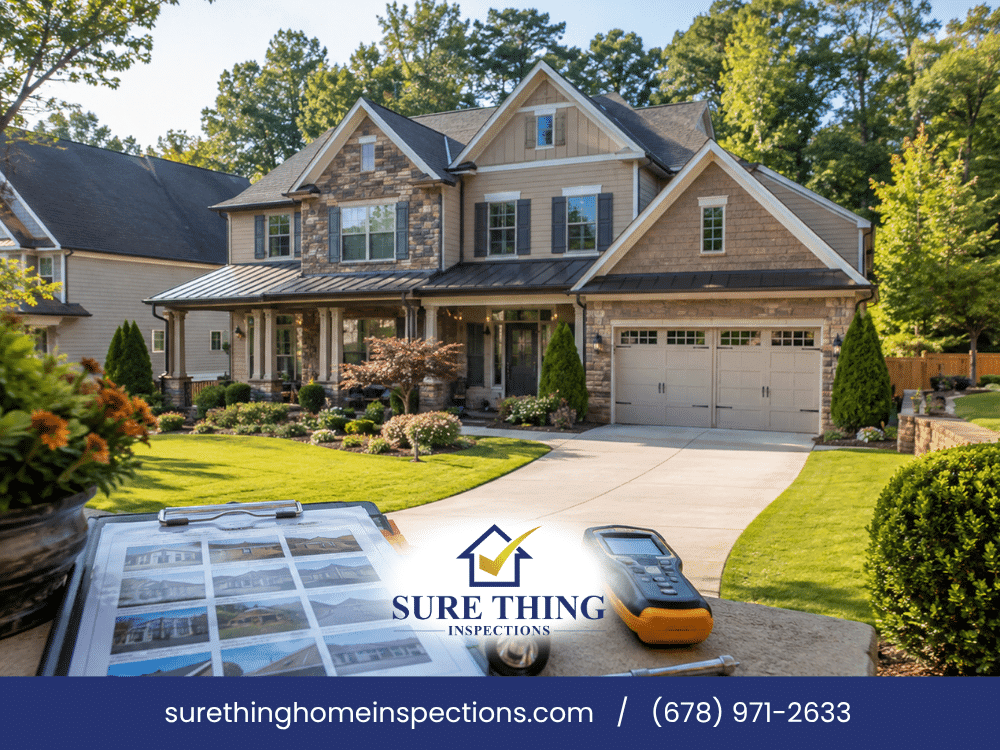 Pre-listing home inspection overview in Buford, GA featuring a residential home, HVAC system, roof, gutters, inspection checklist, maintenance planning, and inspection report for home sellers.