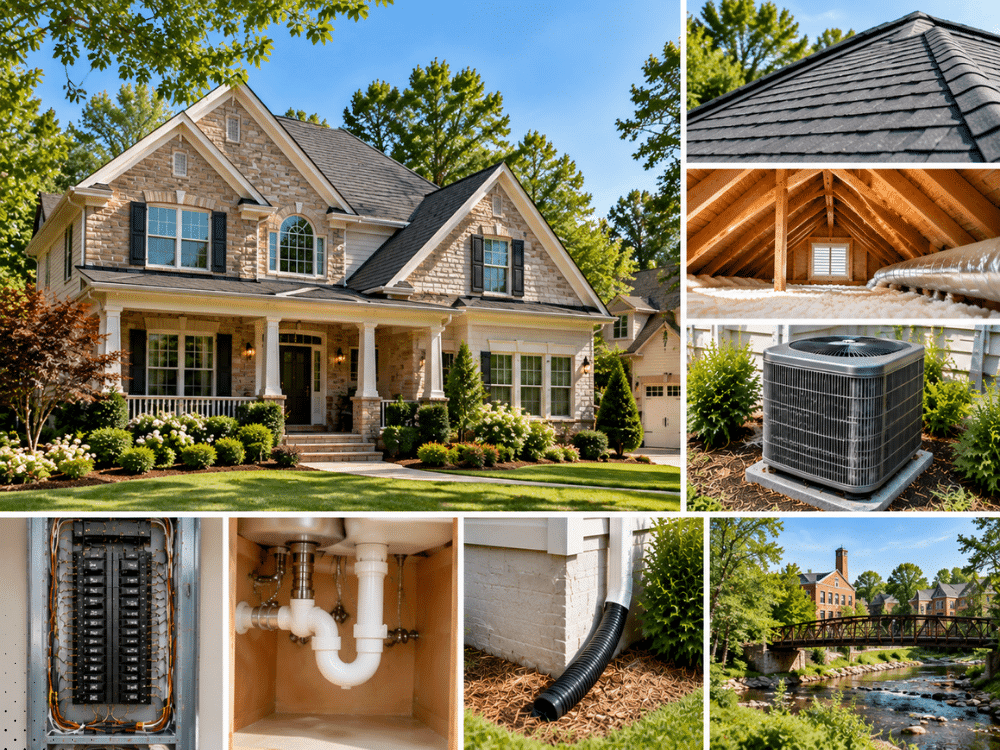 Roswell GA home with roof, attic, HVAC, electrical, plumbing, drainage, and exterior components