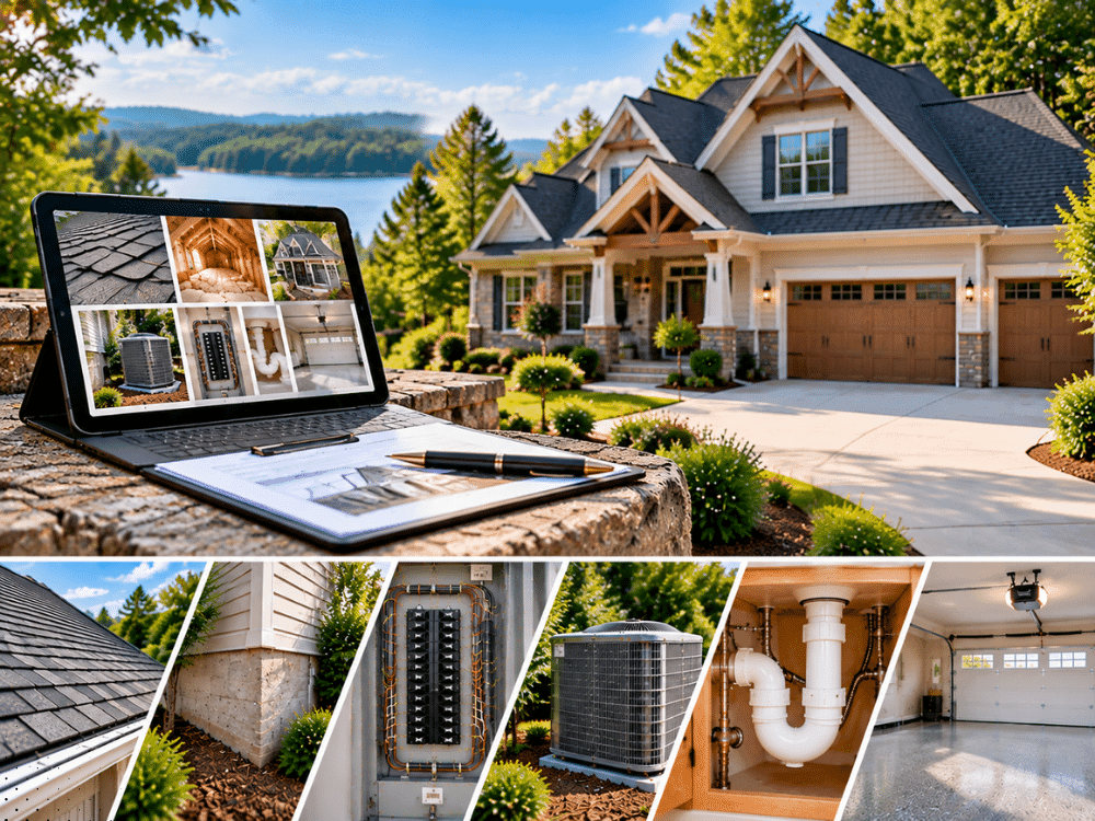 Cumming Georgia home inspection with Lake Lanier area home, roof, electrical panel, HVAC, plumbing, foundation, and garage components