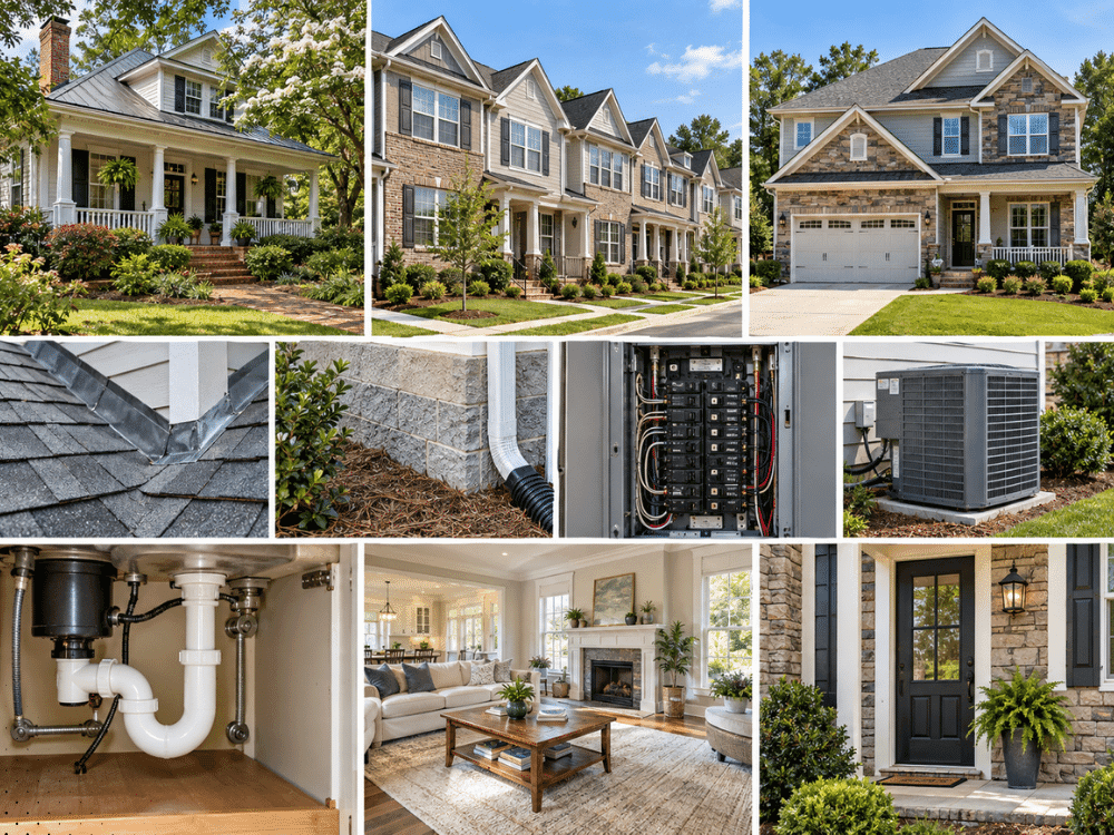 Norcross Georgia homes with roofing, electrical, HVAC, plumbing, foundation, and interior components shown for inspection